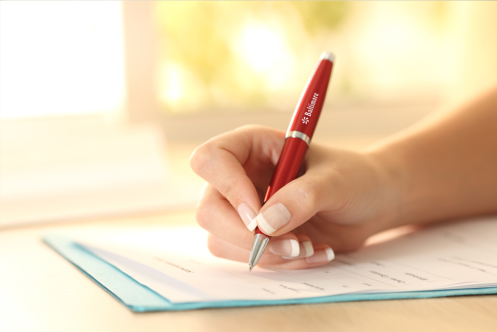 Imprinted Pens, Swag, and Promotional Products for Baltimore, Maryland customized red pen